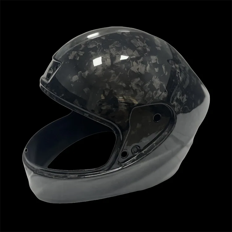 Black woven carbon fiber full-face helmet shell product view